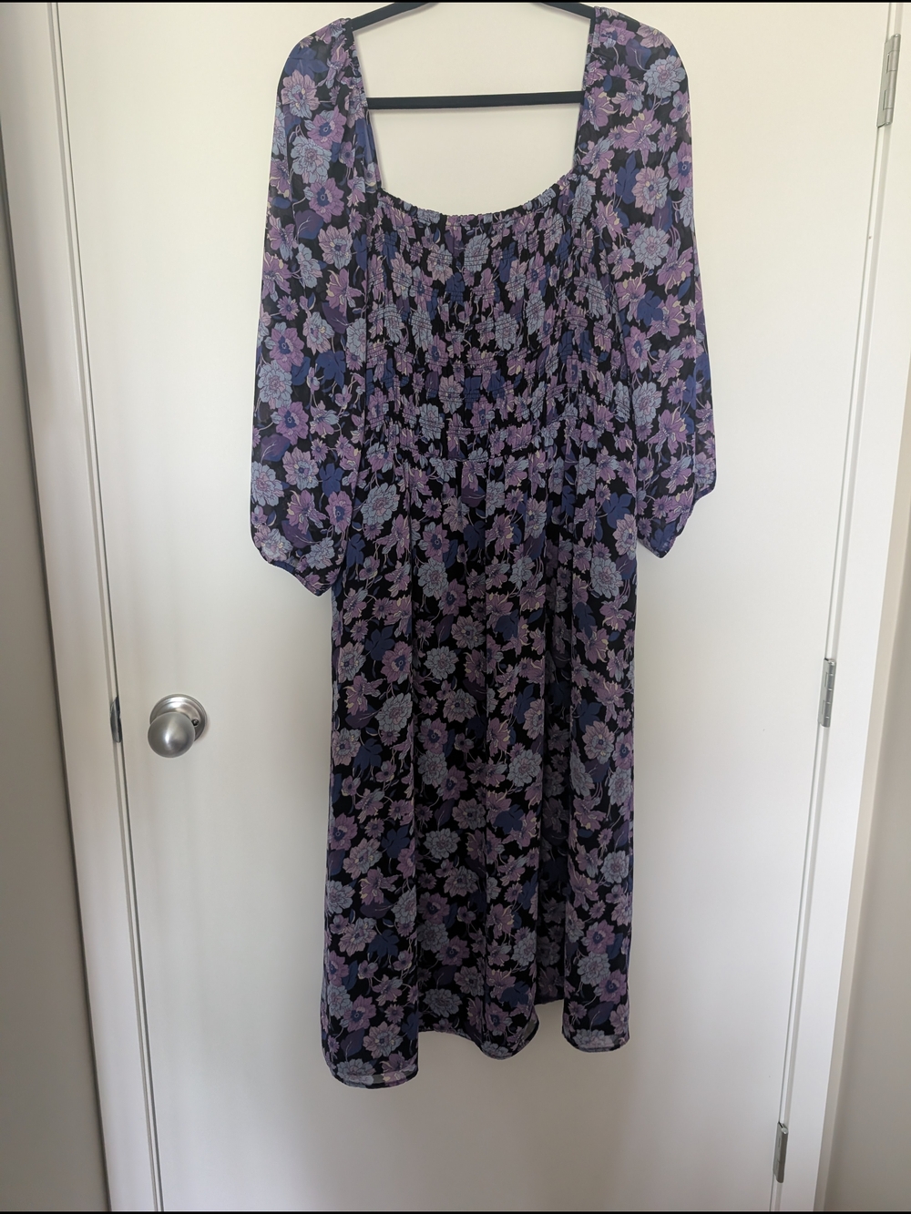 🌺 2/$30 Addition Elle Purple Floral Square-Neck Midi Dress - Picture 4 of 4
